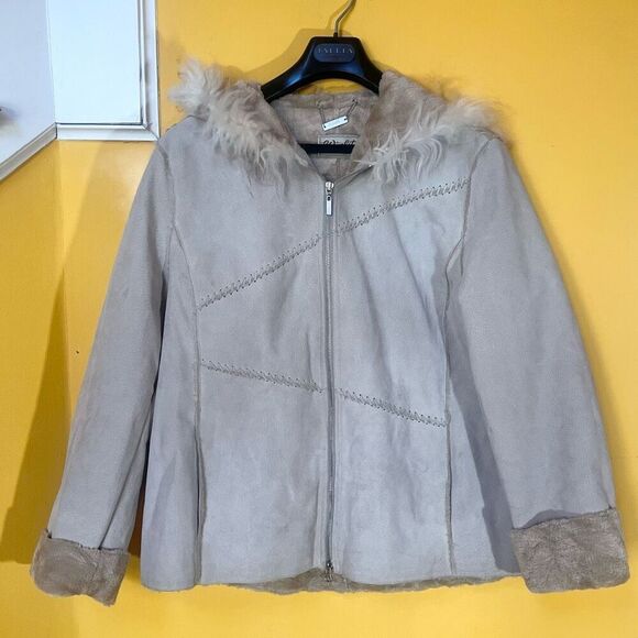 Wiinlet Vintage Tan Suede Penny Lane Fur Lined Coat Sz XL - Picture 1 of 6